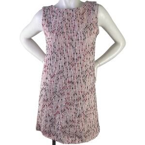 Women Newly Collection Shift Tweed Dress Dusty Rose Black Gold Metallic Thailand